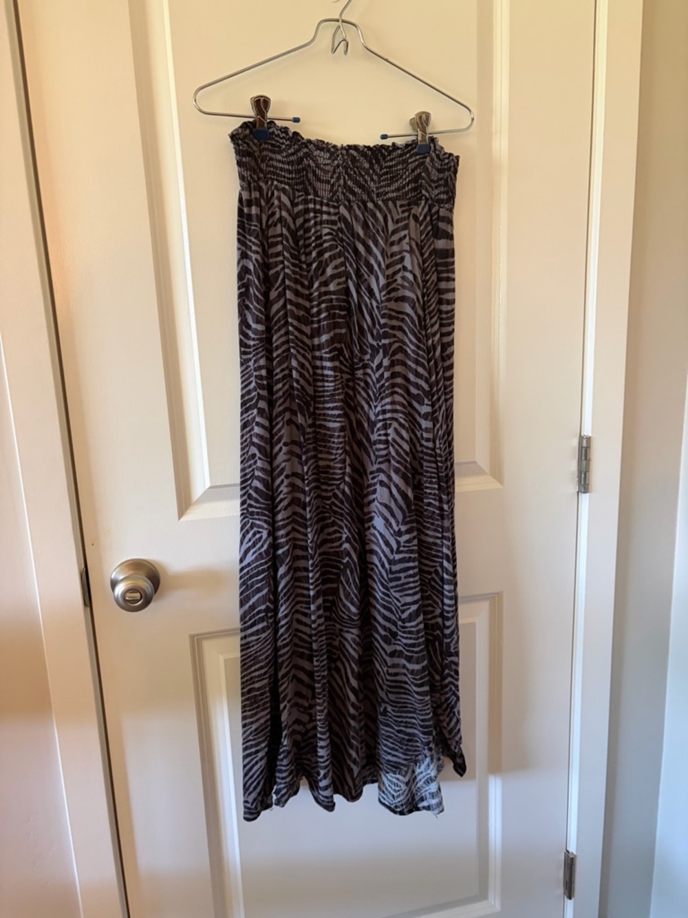 Final Touch Zebra-Print Smocked Maxi Skirt - Black & Gray